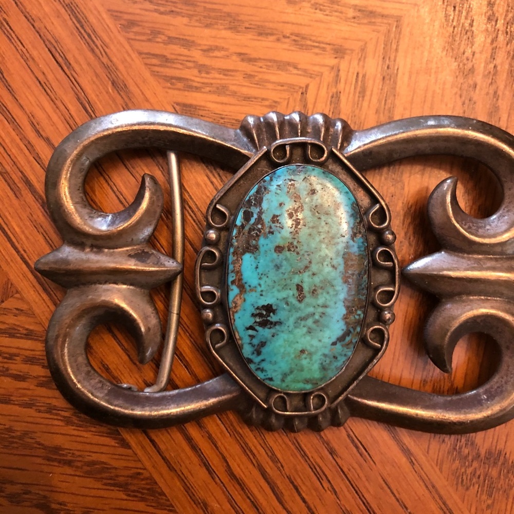Vintage turquoise belt buckle